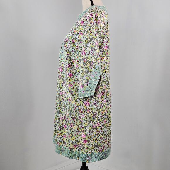Tyler Boe Floral Tunic Dress Green Embroidered Casual Mini Length | Women's 8 - Picture 11 of 16